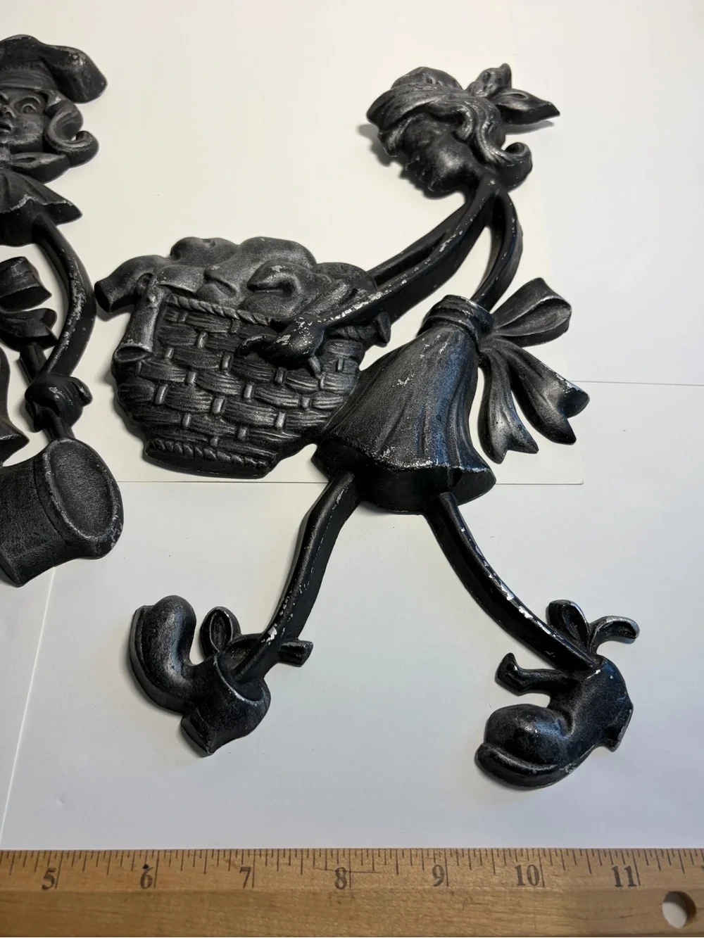 Vintage Sexton 1971 Cast Aluminum Chore Girl Figurine Wall Art Set